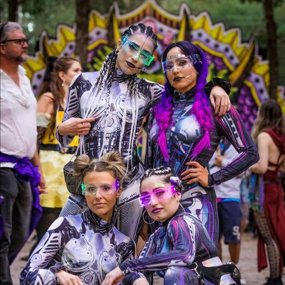 Halloween Cosplay Steampunk Cyborg Robot Costume Purple Blue & Silver Size M🤖